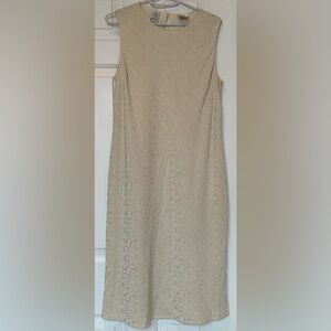 DKNY Ivory sheath dress size 8 Y2K A-line ivy print lined sleeveless